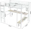 Hochbett mit Rausfallschutz, Schreibtisch, Regal, Leiter und Lattenrost, 140x200 cm, Metallbett, Jugendbett, Kinderbett Bild 4