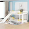 Etagenbett mit 2 Schlafgelegenheiten, Trittleiter, Rausfallschutz, Lattenrost und Rutsche, 90x200 cm, Kinderbett, Kiefer Bild 1