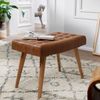 Sitzhocker 67 x 47 x 39 cm Mango Massivholz / Echtleder Chesterfield-Design, Lederhocker Braun, Beistellhocker Hocker ohne Lehne, Country Fußhocker Bild 2
