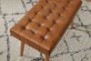 Sitzhocker 67 x 47 x 39 cm Mango Massivholz / Echtleder Chesterfield-Design, Lederhocker Braun, Beistellhocker Hocker ohne Lehne, Country Fußhocker Bild 5