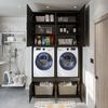Roomart • Waschmaschinenschrank mit Schrankaufsatzen 95cm, in 3 Farben, HBT: 240 x 134 x 66,8 cm, Schublade & Ausziehbrett, Schwarz Eiche Bild 4