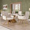 Merax Samt-Esszimmerstuhl, 4er set, Sessel, einzelner luxuriöser Wohn- und Schlafzimmer-Drehstuhl, Freizeit-Drehstuhl mit vier Stützbeinen aus Metall, beige Bild 2