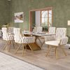 Merax Samt-Esszimmerstuhl, 4er set, Sessel, einzelner luxuriöser Wohn- und Schlafzimmer-Drehstuhl, Freizeit-Drehstuhl mit vier Stützbeinen aus Metall, beige Bild 3