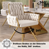 Merax Samt-Esszimmerstuhl, 4er set, Sessel, einzelner luxuriöser Wohn- und Schlafzimmer-Drehstuhl, Freizeit-Drehstuhl mit vier Stützbeinen aus Metall, beige Bild 5