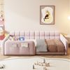 REDOM Polsterbett Kinderbett mit Schublade, 4-seitiges Sicherheitsgeländer (integriertem Nachtlicht & USB/USB-C Ladeanschluss, weiches Samt-Sofa-Kopfteil, Jugendbett Einzelbett 90x200 cm), ohne Matratze Bild 3