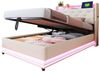 OKWISH Polsterbett Funktionsbett mit USB-Ladeanschluss und Hydraulischer Lagerung (mit Farbwechselnden Lichtern, USB-Steckdose, Aufklappbarem Kopfteil & Hydraulischem Stauraum, Mit Handytasche, Ideal für Kinderzimmer, Hautfreundlicher Leinenstoff 90x20... Bild 5