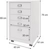 Rollcontainer HWC-L49, Schubladenschrank Stahlschrank Aktenschrank, Metall 75x40x41cm 5 Schubladen ~ dunkelgrau Bild 3