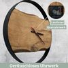 Wanduhr groß Holz PHIL [HANDGEFERTIGT] - 58cm ⌀, Eiche, Geräuschlos | Wohnzimmeruhr Holz-Metalloptik Küchenuhr Dekouhr Bild 5