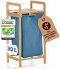 Lumaland Wäschekorb Bambus 33x33x73cm holzfarben/blau Wäschesack ausziehbar Bild 2
