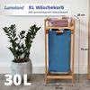 Lumaland Wäschekorb Bambus 33x33x73cm holzfarben/blau Wäschesack ausziehbar Bild 3