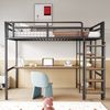 Metall-Hochbett, 90*200 cm, Sicherheitsleiter mit Treppenstufen, Einzelbett, Kinderbett mit Tisch und Regalen, Metallgitter-Sicherheitszaun, Schwarz Bild 3