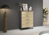 Hochkommode >Butte< in Eiche Artisan / grau metallic - 80x111x42 (BxHxT) Bild 2