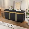 Sideboard 140x38x70 cm mit Marmoroptik, schwarzer Korpus und goldenen Akzenten, Anrichte mit 3 Türen und 6 Fächern Bild 2