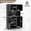 Buffetschrank mit Steckdose & Mikrowellenständer Küchenschrank aus Holz Schwarz Bild 2