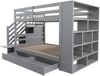 Etagenbett 90×200 cm mit Rausfallschutz, Sicherheitstreppe mit Stauraum, Grau, ohne Matratze Bild 4