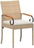 vidaXL Gartenstühle 2 pcs Beige und Cremeweiß Poly-Rattan und Akazie 42025882 Bild 4