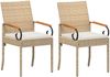 vidaXL Gartenstühle 2 pcs Beige und Cremeweiß Poly-Rattan und Akazie 42025882 Bild 2