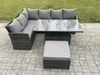 Fimous 7 Sitzer Rattan Gartenmöbel-Sets Hoher Rücken Ecksofa Höhenverstellbarer Esstisch Set mit Großer Fußhocker Dunkelgrau gemischt Bild 2