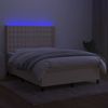 vidaXL Boxspringbett mit Matratze & LED Stoff Creme 140x200 cm, Härtegrad: H2 [3138642] Bild 3