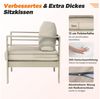 MeXo Gartenlounge-Set Balkon Möbel Set mit Tisch Aluminium 4 teilig outdoor wetterfest, (12cm Deluxe Relax-Sitzkissen, 8 cm breite Armlehnen, 4-tlg, Belastbarkeit pro Sitzplatz 140kg), Terrassenmöbel Set mit Tisch 110 x 62 x 41 cm, elegant symmetrisch Bild 4