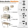 MeXo Gartenlounge-Set Balkon Möbel Set mit Tisch Aluminium 4 teilig outdoor wetterfest, (12cm Deluxe Relax-Sitzkissen, 8 cm breite Armlehnen, 4-tlg, Belastbarkeit pro Sitzplatz 140kg), Terrassenmöbel Set mit Tisch 110 x 62 x 41 cm, elegant symmetrisch Bild 3
