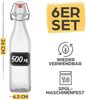 Praknu Trinkflasche 6er Set Glasflaschen 500ml Bügelverschluss Eckig - Bügelflaschen, Bügelverschluss Eckig - 6 Etiketten mit Stift und 6 Extra Dichtungen Bild 3