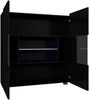 Kommode Calabrini BR01 (Farbe: Schwarz / Schwarz Hochglanz, mit weißer LED Beleuchtung) Bild 3