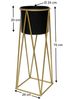 DanDiBo Blumenhocker mit Topf Metall Gold Schwarz L 70 cm Blumenständer 96046 Blumensäule Modern Pflanzenständer Pflanzenhocker Bild 2