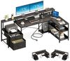 ODK Schreibtisch U-Form, mit Schubladen, Steckdosen & USB-Ladeanschluss (1-St), Gamingtisch mit Monitorständer & Stauraum 172 x100 x 89 cm Bild 3