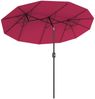 Outsunny Sonnenschirm mit Handkurbel, verstellbarem Neigungswinkel, LxB: 295x152 cm, Doppelsonnenschirm, Gartenschirm, für Terrasse Pool Weinrot Bild 2