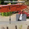 Outsunny Sonnenschirm mit Handkurbel, verstellbarem Neigungswinkel, LxB: 295x152 cm, Doppelsonnenschirm, Gartenschirm, für Terrasse Pool Weinrot Bild 4
