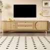 TV-Schrank im Landhausstil mit Rattan, 170x39,5x46 cm, Natural, für TVs bis 59 Zoll Bild 5
