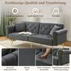 2-Sitzer-Schlafsofa Samt mit 3-fach verstellbarer Rückenlehne, Liegefläche 147x85 cm, Antikgrau Bild 3