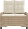 vidaXL Gartenbank Verstellbar mit Kissen Beige Poly Rattan 368229 Bild 3