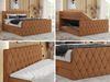 Boxspringbett, Doppelbett mit Fußteil, Multipocket-Matratzen und Topper, gestepptes Kopfteil und Front - MIREN KING DUO - 180 x 200 cm - Orange Stoff - H3 Bild 2