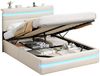MSMASK Polsterbett mit Hydraulischem Stauraum, LED-Kopfteil & Ladestation (Ohne Matratze), Doppelbett, Jugendbett mit Lattenrost 140x200cm Bild 3