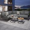 MODFU Sofa Garten-Lounge-Set,Ecksofa mit verzinktem Eisengestell, Garten-Lounge-Set für 6-7 Personen, modernes Ecksofa mit verzinktem Eisengestell, wetterfesten Kissen, verstellbaren Beinen und zwei eleganten Couchtischen. 5 Teile, mit Relaxfunktion Bild 5