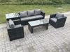 Fimous Lounge Rattan Sofa Set Outdoor Gartenmöbel Länger rechteckiger Couchtisch mit 2 Stühlen Beistelltisch Bild 2