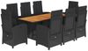 vidaXL 9-tlg. Garten-Essgruppe mit Kissen Schwarz Poly Rattan 3212276 Bild 2