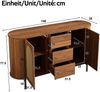 Sideboard Nussbaum mit Rattantüren oval 140×38×77,5 cm aus MDF Bild 4