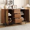 Sideboard Nussbaum mit Rattantüren oval 140×38×77,5 cm aus MDF Bild 3
