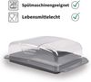Dekorative Butterdose - Transparent mit Deckel - Butterbox, spülmaschinenfest - BPA Frei Kunststoff - Butterschale für 250g Butter - Anthrazit Bild 2