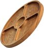 Ø25cm Servierplatte aus natürlichem Holz mit 5 geteilten Fächern, Servierteller von Vorspeisen, Käse und Snacks, Holzplatte Cheeseboard für Fleisch und Käse, Käseplatte, Cheese Board Bild 3