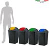 BigDean 3x Mülleimer groß 60L - schwarz - mit Schwingdeckel rot, grün & blau - aus Kunststoff - Müllsammler Abfalleimer Mülltonne Abfallbehälter - Made in Italy Bild 3