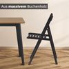 KHG 6er Set Klappstühle Holzstuhl Buche Schwarz, Esszimmerstuhl klappbar platzsparend, Balkonstuhl Massivholz lackiert, 45 x 79 x 50 cm Besucherstuhl, Gästestuhl Bild 2