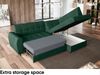 MEBLINI Schlafcouch mit Bettkasten - ASPEN - 236x171x85cm Rechts - Grün Samt - Kleines Ecksofa mit Schlaffunktion - Sofa mit Relaxfunktion - Kleine Couch L-Form - Eckcouch Bild 4