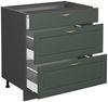 Küchenunterschrank Fame-Line Grün-Gold Landhaus 80 cm mit 3 Schubladen, AP Marmor Vicco Bild 4