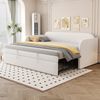 Ausziehbett 90/180×190 cm mit Lattenrost und Streppensteppung Beige, Matratze nicht enthalten Bild 3