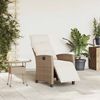 vidaXL Gartensessel mit Beistelltisch Verstellbar Beige Poly Rattan 4108277 Bild 3