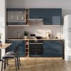 Küchenzeile Fame-Line Dunkelblau Hochglanz/Goldkraft Eiche 235 cm , AP Eiche Vicco Bild 4